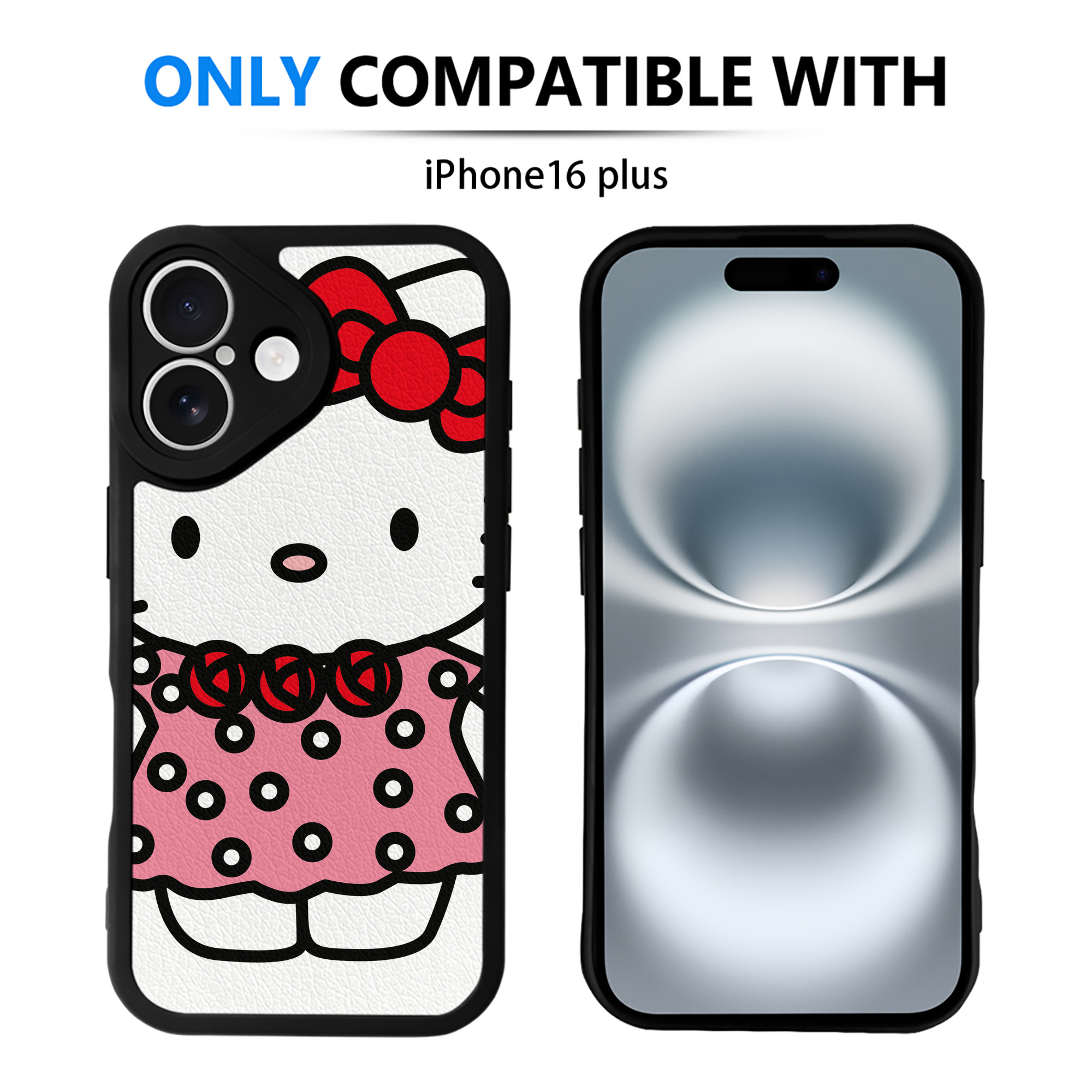 （画像用） Hello Kitty ハローキティ 【iPhone 16シリーズ対応】シリコンスマホケース（レザー調） 材質：シリコン